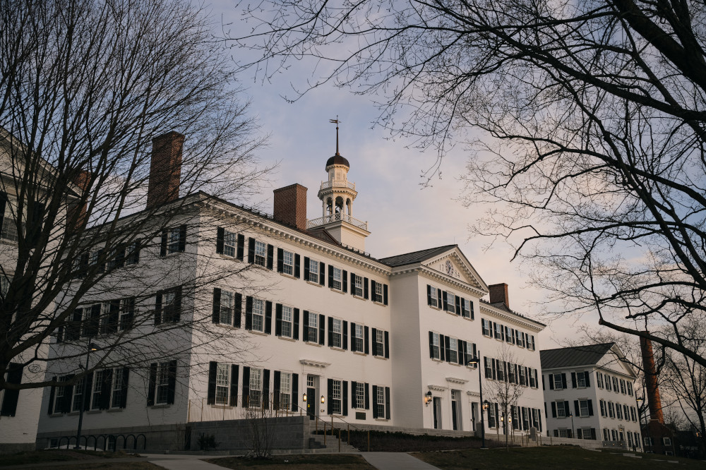 Dartmouth Hall at dusk.