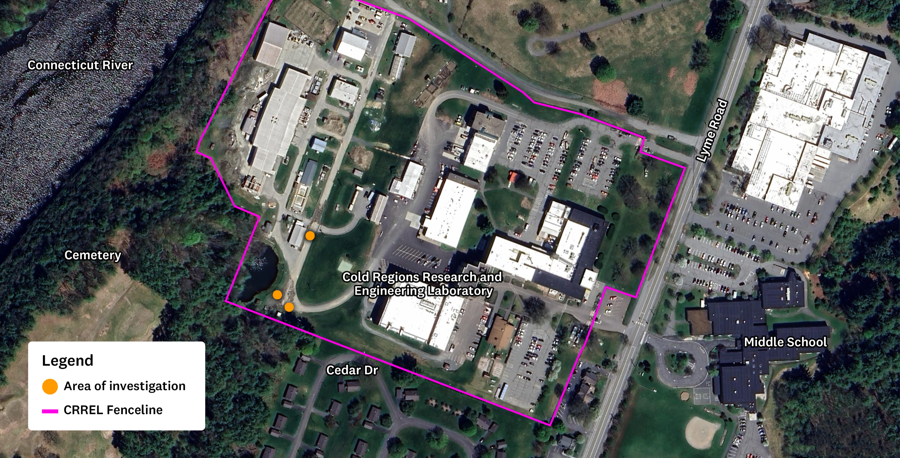 Aerial map of the CRREL lab from September 2024.